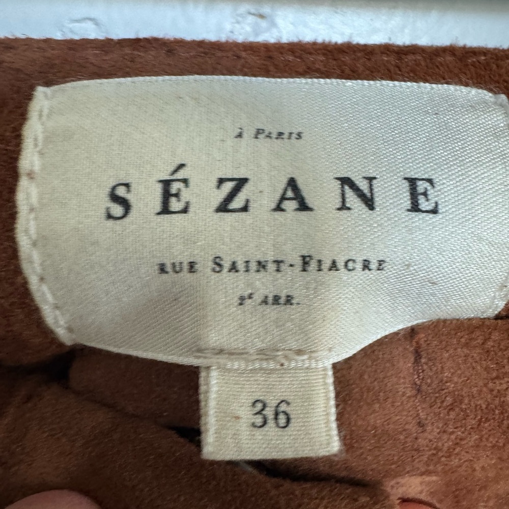 Sézane Nehir Caramel Goat Leather/Suede Skirt size 36 - Picture 7 of 11